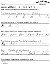 cursive handwriting practice worksheet