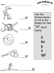 word family worksheets