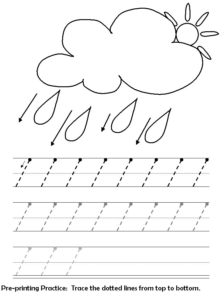 pre-printing practice worksheet - rain diagonal lines