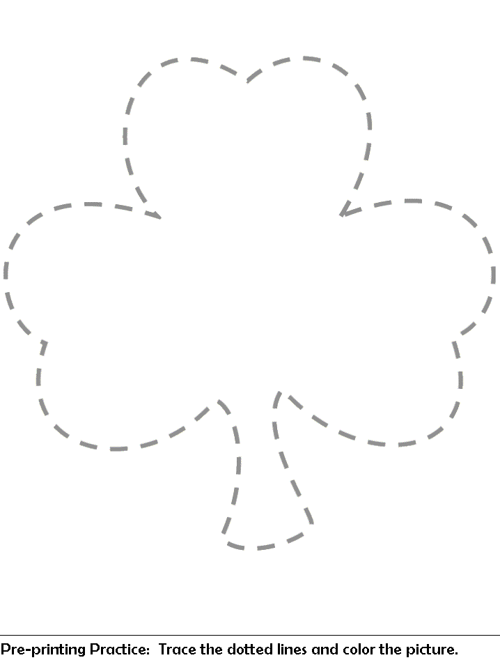 shamrock trace and color worksheet | pre-printing practice worksheet